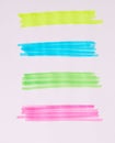 Set of four colorful hand drawn marker stripes, texture