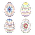 Set of four Colorful Hand-painted Easter eggs with Ethnic patter Royalty Free Stock Photo
