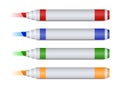 Set of four colorful markers or highlighters leaving mark Royalty Free Stock Photo