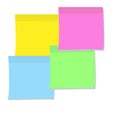 A set of four colorful note paper stickers. Colored templates for notes.