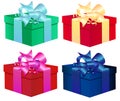 Set of four colorful vector gift boxes Isolated On Royalty Free Stock Photo