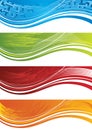 Set of four colourful halftone banners