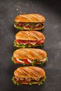 Set of four complete sandwiches