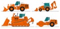 Set of four construction machines