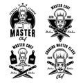 Set of four cooking vector monochrome emblems Royalty Free Stock Photo