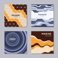 Set of four creative covers. Abstract geometric patterns