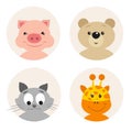 Set of four cute cartoon animal character