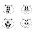 Set of four cute cartoon emotional pink pig characters Royalty Free Stock Photo