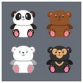 Set of four cute little chubby teddy bear plushies Royalty Free Stock Photo