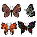 Set of four decorative colorful butterflies Royalty Free Stock Photo