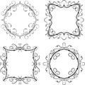 Set of four decorative round and squre vintage frames.