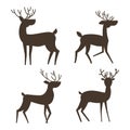 Set of four deer silhouette