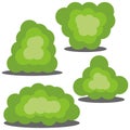 Set of four different cartoon green bushes