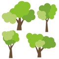 Set of four different cartoon green trees Royalty Free Stock Photo