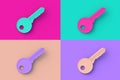 Set of four different color key on colorful segmental background Royalty Free Stock Photo