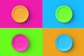 Set of four different color plate on colorful segmental background Royalty Free Stock Photo