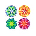 Set of four different colored mandalas Royalty Free Stock Photo