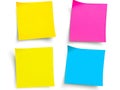 A set of four different colored sticky notes on a white background Royalty Free Stock Photo