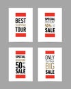 Set of four different Sale flyers, posters with fantastic discount offer on white background