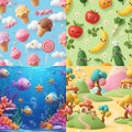 Set of four different seamless patterns Royalty Free Stock Photo