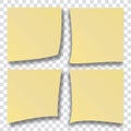 Set of four different stickers - blank yellow paper illustration Royalty Free Stock Photo