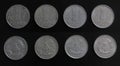 Set of 4 (four) different years vintage DDR East Germany (GDR) 1 Pfennig aluminium coins lot 1968, Royalty Free Stock Photo