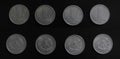 Set of 4 (four) different years vintage DDR East Germany (GDR) 1 Pfennig aluminium coins lot 1980, Royalty Free Stock Photo