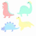 Set of four dinosaurs on isolated Royalty Free Stock Photo