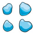 Set with four drops of water in cartoon style, Vector illustration