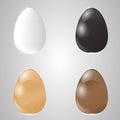 Set of four Easter eggs on a light gray background.