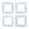 Set of four elegant blue marble square frames for decorative wall art Royalty Free Stock Photo