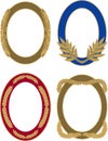 Set of four golden oval laurel borders