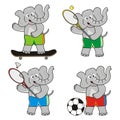 Elephant, sports icon, set, vector illustration