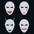 Set of four faces, masks an abstract style.