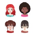 Set of four fashionable diverse women avatars Royalty Free Stock Photo