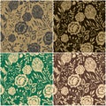 Set of four floral seamless decorative patterns Royalty Free Stock Photo