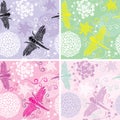 Set of four floral seamless patterns with flowers Royalty Free Stock Photo