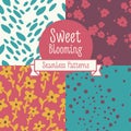 Set of four floral seamless patterns Royalty Free Stock Photo