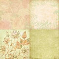 Set of four floral shabby backgrounds Royalty Free Stock Photo