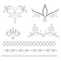 Set of four floral vignettes with tree matching borders