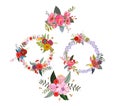 Set of four flower wreaths. Royalty Free Stock Photo