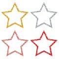 Set Of Four Framed Stars Sparkling Gold Silver Copper Red