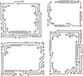 Set of four frames in PCB-layout design style with empty space for your text