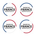 Set of four French icons, Made in France, premium quality stickers Royalty Free Stock Photo