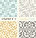 Set of four geometric patterns, teal, yellow and grey colors. Royalty Free Stock Photo