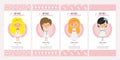 Set of four girl first communion card Royalty Free Stock Photo