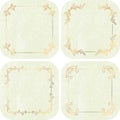 Set of four gold calligraphic floral frames on very light gentle