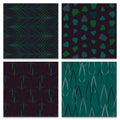 Set of four green and brown forest seamless patterns