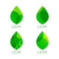 Set of four green leaf template