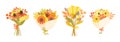 Set of four hand-drawn pretty autumn bouquets